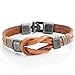 URBAN JEWELRY Tan Leather Nautical Knot Bracelet for Him and Her, Unisex, Leather, 8