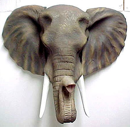African Elephant Head Mount Wall Statue Bust