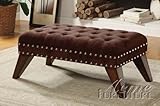 Bench with Button Tufted and Nail Head Trim in Chocolate Finish