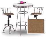 Chrome Bar Table & 2 Chrome Adjustable 24"-29" Embossed Dark Floral Seat Ba ....