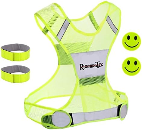 Reflective Vest for Running - Cycling - Jogging Safety. EXTRA BONUSES - Reflector Arm Bands &amp; High Vis Stickers - Fully Adjustable - Zipper Pocket - Hi Vis Gear for Men - Women S-M-L