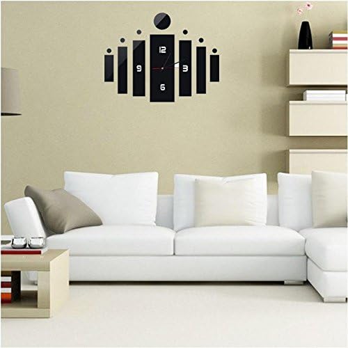 Smart applied Fashion DIY 3D Crystal Mirror Quartz Wall Clock Sticker Home Modern Decor Black