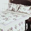 [Rowena] 100% Cotton 3PC Floral Vermicelli-Quilted Patchwork Quilt Set (Full/Queen Size)
