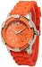 Women's Orange Chronograph Silicone Rubber Jelly with CZ Crystal Rhinestones Face Bling Bezel