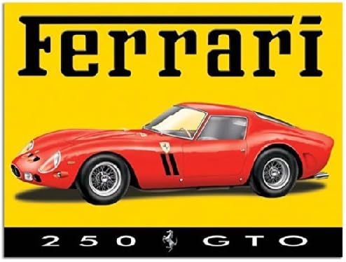 Ferrari GTO 250 Metal Sign: Automobiles and Cars Decor Wall Accent by Original Metal Sign Company