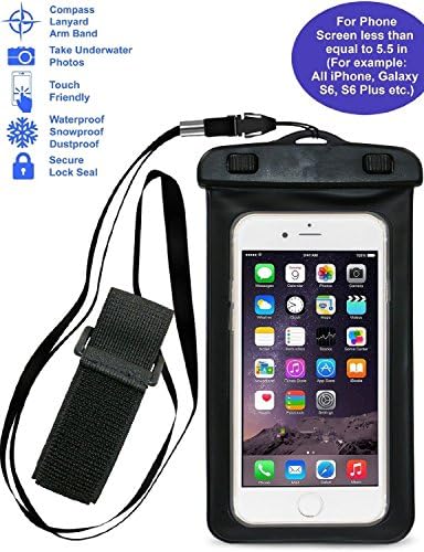 iEasye Waterproof Case Bag for Apple iPhone 6, 6 Plus, 5s,5c,5,Samsung Galaxy S6 S5 S4, Samsung Note 4,Note 3. Universal UltraBag Waterproof Pouch With Touch Responsible Front and Back Transparent Screen Protector Window.Also Work As a Waterproof Wallet,Dry Bag,Pouch.(A.K.A IPX8 Certified Protective Smartphone Waterproof Life Pouch / Credit Card Waterproof Bag Case) (BLACK)