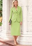 Button-Lapel Skirt Suit