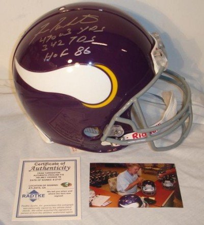 Fran Tarkenton Autographed/Hand Signed Minnesota Vikings Full Size Proline Football Helmet with 47,0