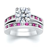 4.51 CT ROUND DIAMOND W ROUND PINK SAPPHIRE RING SET