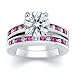 2.92 CT ROUND DIAMOND W ROUND PINK SAPPHIRE RING SET