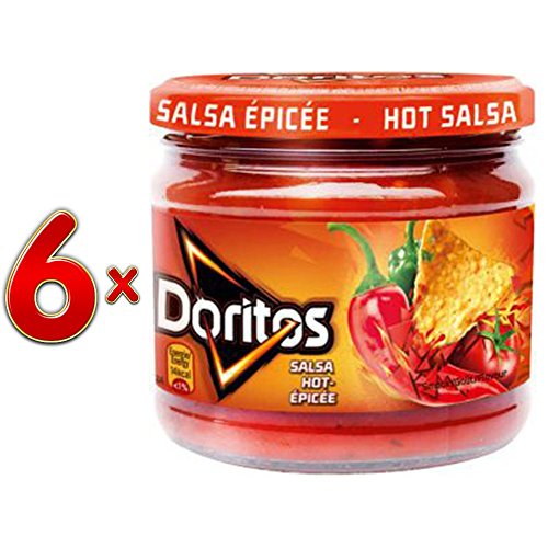 Doritos Nacho Chips Dip Sauce Hot Salsa 6 x 326g Glas