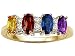 Genuine 4 Stone and Diamond Mothers Ring - 14kt White or Yellow Gold
