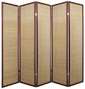 Asian Tropical - 6ft. Serenity Japanese Shoji Privacy Screen Room Divider - 5 Panel Cherry Rosewood
