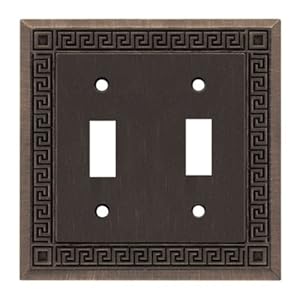 Liberty Hardware W112ZMC-OB2-C5 Greek Key Dbl Switch Wall Plate