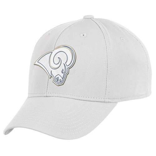 NFL Men's St. Louis Rams End Zone White Structured Flex Hat - Tw90Z (White, Small/Medium)
