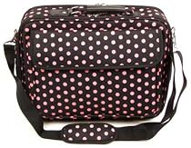 15" Black Laptop Computer Case Notebook Bag with Pink Polka Dots