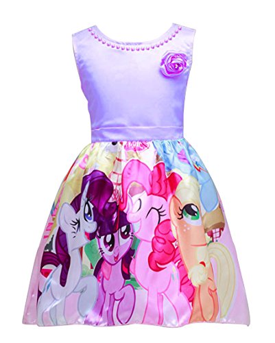 LEMONBABY My Little Pony Sleeveless Princess Birthday Party Dress (3-4Y, PURPLE)