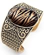 Goldtone Embedded Zebra Print Cuff Bracelet