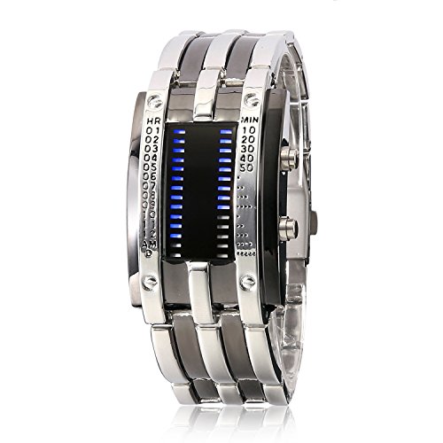 YouYouPifa Men s Stainless Steel Strap Rectangle LED Watches (Black Silver Strap / Black Dial) YouYouPifa Men s Stainless Steel Strap Rectangle LED Watches (Black Silver Strap / Black Dial)