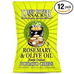Deep River Snacks Kettle Chips, Rosemary and Olive Oil, 5-Ounce Bags (Pack of 12) by Deep River Snacks