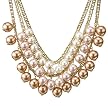 Three Strand Faux Pearl Necklace - Goldtone