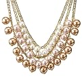Three Strand Faux Pearl Necklace - Goldtone