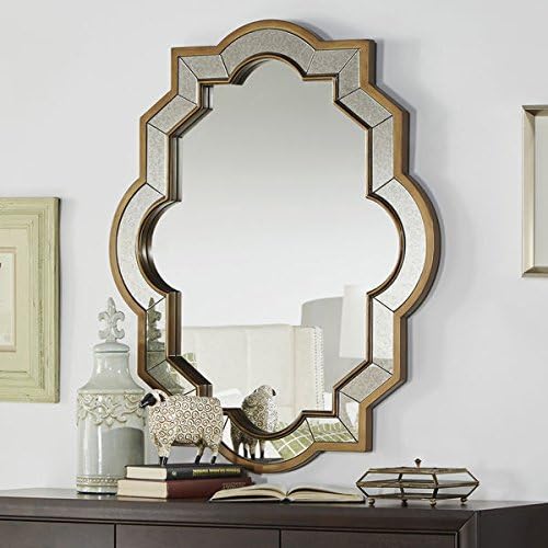 Paisley Oval Quatrefoil Frame Accent Wall Mirror
