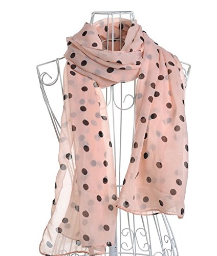 Dealzip Inc Elegant Women's Pink Polka Dot Pattern Chiffon Infinity Loop Scarf Muffler