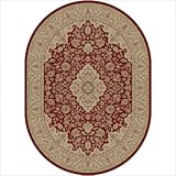 IMAGE OF Empire Red / Ivory Oriental Oval Rug Size: 5'3