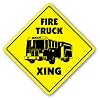 FIRE TRUCK CROSSING - Sign - new xing signs station man