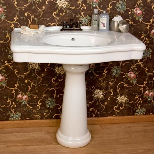 Carden Pedestal Sink - 4 Centerset Faucet Hole Drillings - White