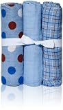 Luna Lullaby The Soothing Blanket, Polka and Plaid, 3-Pack, Blue