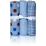 LunaLullabyTheSoothingBlanket,PolkaandPlaid,3-Pack,Blue