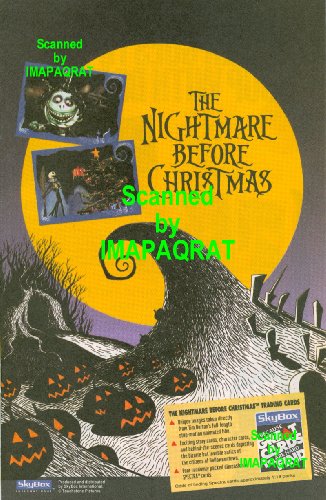 The Nightmare Before Christmas, 1993, Movie Trading Cards Print Ad: Orange Full Moon & Pumpkins; Tim Burton's; SkyBox