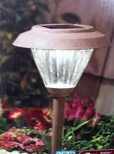 Allen + Roth 8 Pack High Output (6x brighter) Solar LED Landscape Light, Sand Finish, Brightness Selector, 6.3x6.3x13.4in