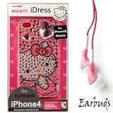 Hello Kitty Licensed Pink Case Protective Cover Snap On For Apple iPhone 4S (4th Generation 16GB 32GB - AT&T - Verizon - Sprint) + Includes a Crystal Clear High Quality HD Noise Filter Ear buds Earphones Headphones ( 3.5mm Jack )