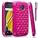 Moto E Case, MP-Mall Moto E 2nd Gen (2015) Studded Rhinestone Crystal Bling Dual Layer Hybrid Defender Armor Case Cover for Moto E 2nd Generation with Stylus (Hot Pink)