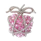 Wrapped Heart Pink Sapphire C.Z. Sterling Silver Bow Pin