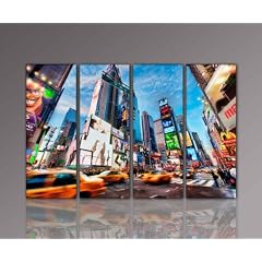 Statt 129,00 Euro jetzt nur noch 59,00 Euro !!! 4 teiliges Stadtbild xxl large g�nstig & modern (NY_Life_4teilig_80x130cm) Big Apple Bilder fertig gerahmt mit Keilrahmen gro� im Bild Shop. Ausf�hrung sch�ner gro�er Kunstdruck auf echter Leinwand als Wandbild mit Rahmen. Preiswerter als �lbild Gem�lde Foto Poster Plakat mit Bilderrahmen. Bild Style Deko Wohnzimmer Stadt New York City Manhatten Taxi Skyline Geb�ude Menschen Stra�e . Made in Germany - Qualit�t aus Deutschland(murale canvas picture art print image l�mina)