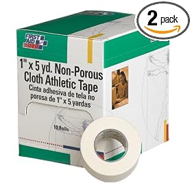 First Aid Only 1" X 5 Yd. Non-porous Cloth Athletic Tape Roll, 10-Count Boxes (Pack of 2)