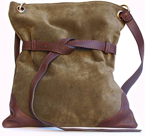 Hobo Bag Handmade Italian Leather Ganza on Amazon color green brown