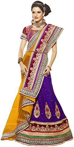 Prafful Women's Velvet Unstitched Wedding Lehenga Choli Free Size Purple