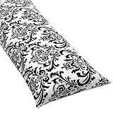 Damask Full Length Double Zippered Body Pillow Cover for Black and White Isabella Bedding Set
