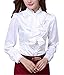 DPO Women's Chiffon Slim OL Ruffle Lace Founcing Front Shirt Long Sleeve Blouse