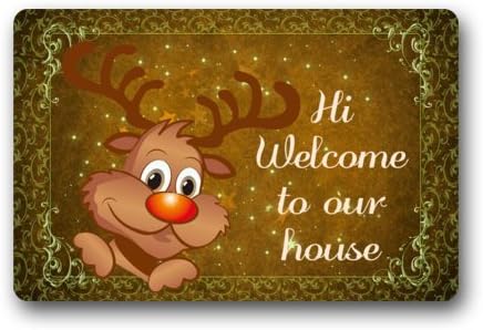 Cute Reindeer Welcome Doormats Christmas Decorations - Personalized Custom Doormats Durable Machine-washable Indoor/outdoor Door Mat 23.6"(l) X 15.7"(w) Inch