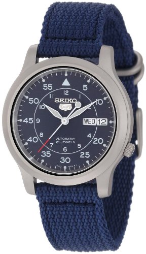 Seiko Men's SNK807 Seiko 5 Automatic Blue Canvas Strap Watch Seiko Men's SNK807 Seiko 5 Automatic Blue Canvas Strap Watch