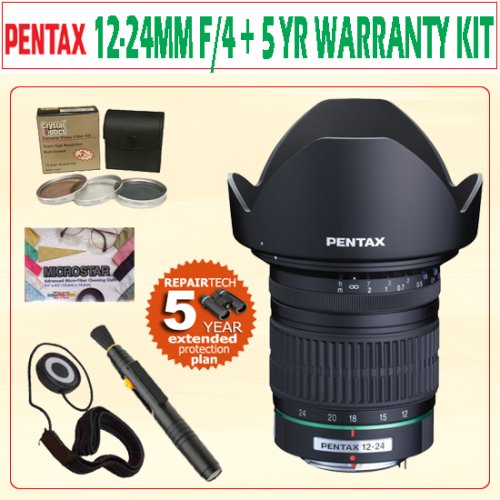 Pentax DA 12-24MM F/4 ED Al (if) Lens for Pentax and Samsung Digital SLR + Accessory Kit w/ 5 Year Warranty