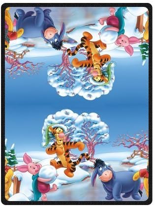 Cartoon Winter Day Eeyore Tigger Piggy Plush Throw Blanket