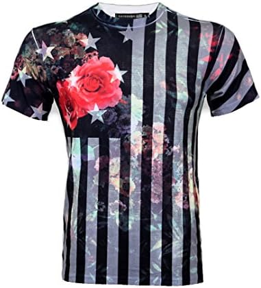 URBAN ICON MEN'S SUBLIMATION T-SHIRT "PATRIOTIC" (Small, Patriotic Floral)