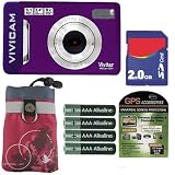 Vivitar Vivicam 5.1MP Purple Digital Camera Accessory Bundle With 2 gigabyte SD Card